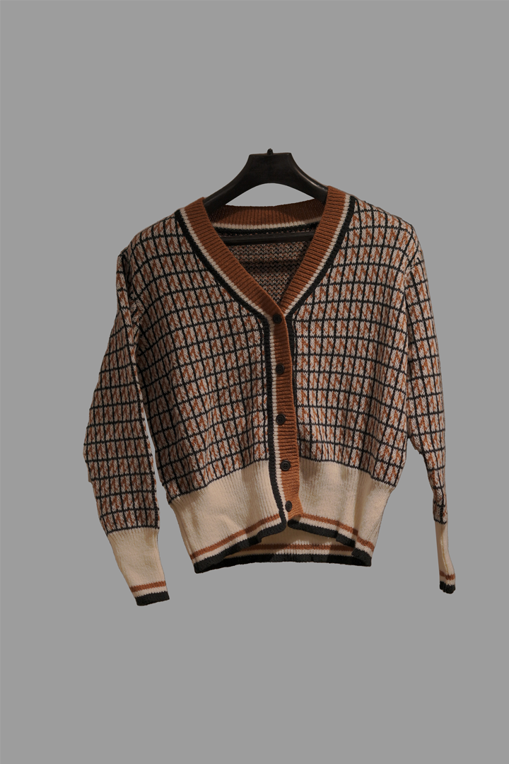 Plaid Pattern Drop Shoulder Cardigen