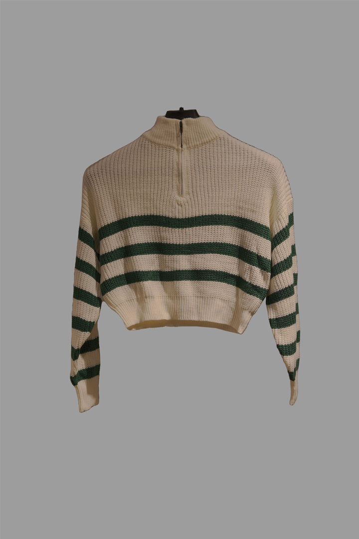 White & Green Knitted Sweater