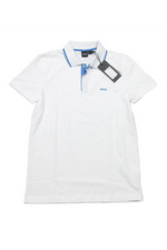 Load image into Gallery viewer, Hugo Boss White &amp; Blue Polo
